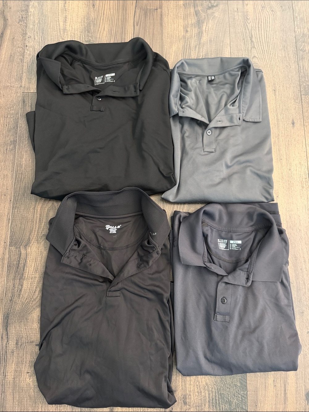 5.11 Tactical & Galls Men's Polo Pack - Black and Gray (4 shirts)